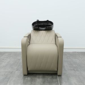 Friseurstuhl im japanischen Stil aus schwarzem PU-Leder mit weißem Waschbecken, <span class=keywords><strong>Massage</strong></span>- und Haarwaschstuhl für Friseursalons - Product Image 6