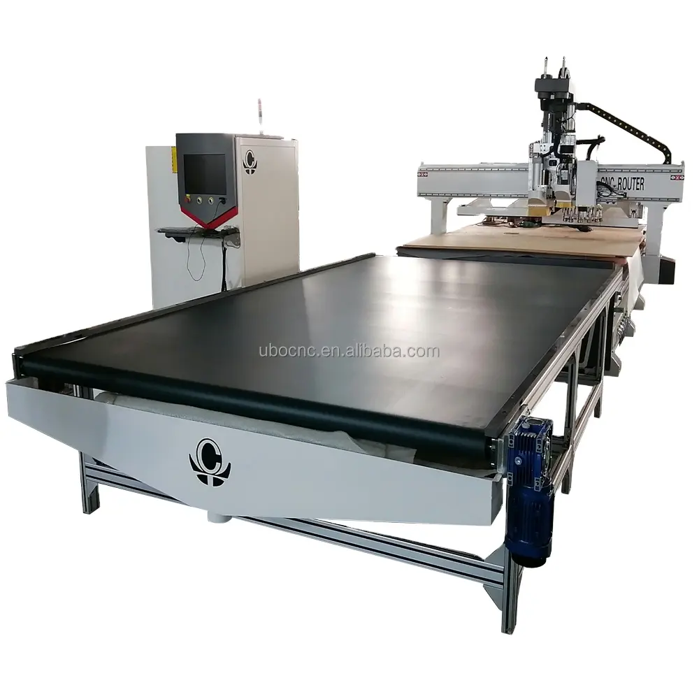 Pannello di legno mobili armadio linea di produzione processo macchina di nidificazione cnc etichettatura automatica carico scarico router cnc per cucina