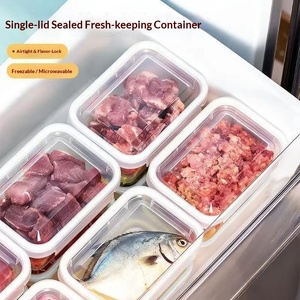 밀폐형 플립 뚜껑 식품 보관 용기 BPA 프리 플라스틱 냉장고 정리함 (향신료, 고기, 과일 보관 가능) 전자레인지 및 냉동고 사용 가능 - Product Image 2