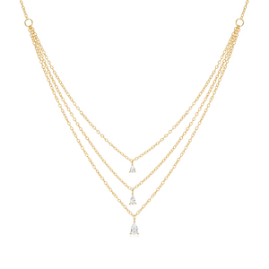 Collar de Moda CANNER Dorado con Tres Capas de Zirconia, Collar con Diseño de Gota de Agua para Uso Diario para Chicas - Product Image 1