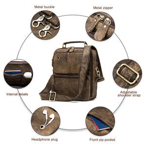Bolso bandolera de hombro suave de cuero genuino Vintage para hombre-Bolso bandolera portátil con gran capacidad y diseño duradero - Product Image 6