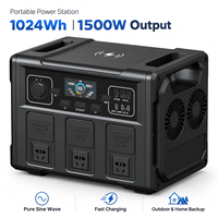 Station d'alimentation extérieure 1500W 1190Wh, batterie LiFePO4, générateur solaire, charge rapide MPPT, camping, camping-car, sauvegarde domestique, OEM ODM