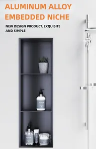 Estante de Baño de Aleación de <span class=keywords><strong>Aluminio</strong></span> de Alta Calidad con Luz LED Integrada, Nicho Metálico para TV con Luz, Mueble de Baño con Acabado Moderno - Product Image 2