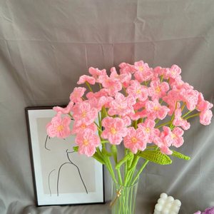 Fleurs artificielles tissées au crochet, branche de fleurs de prunier oublié-moi-je-ne-sais-pas-que, pour la Saint-Valentin - Product Image 3