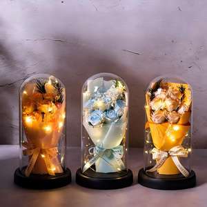 <span class=keywords><strong>Rose</strong></span> Rosse Decorative a LED 2026 Fiori Artificiali Bouquet di <span class=keywords><strong>Rose</strong></span> in Sapone Sotto Cupola Acrilica Regalo per San Valentino - Product Image 1