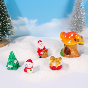 Santa Claus And Snowman Miniature Landscape Christmas Ornament Resin Indoor Decor <b>Accessories</b> - Product Image 1