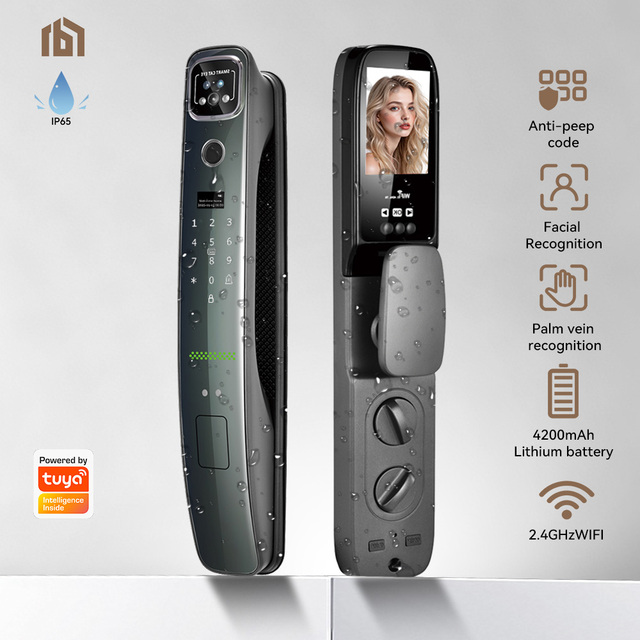 Smart Door Lock 3D Face Recognition Aluminum Alloy Build IP65 Waterproof Biometric Unlock Tuya App Control Steel Door Compatible