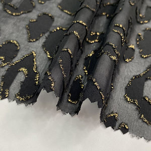Harvest100 % polyester tissu en mousseline de soie léopard burnout jacquard design gold foiling - Product Image 1