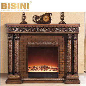 Console de cheminée en bois massif et résine de style français, magnifique et brillante, avec insert rectangulaire - Product Image 5