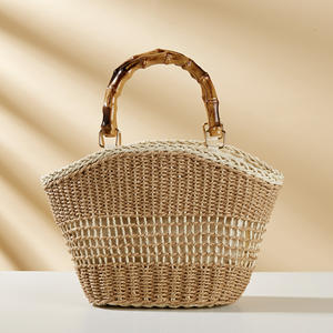 حقيبة يد منسوجة من القش بتصميم بوهيمي شبه دائري متعددة الاستخدامات للشاطئ في الصيف - Product Image 3