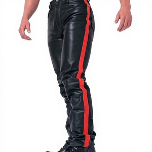 Wholesale Custom Made Lightweight High Waist Casual <b>Canvas</b> Leather Pants for Men with Custom Logo Unique Design - Product Image 1