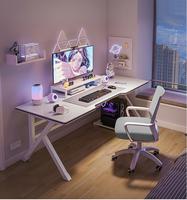BETUXE Bureau d'ordinateur à bas prix pour adultes, étudiants, surface en bois moderne blanc/noir, table de jeu pour le travail au bureau