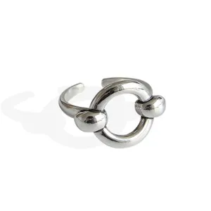 Index Finger Rings Wholesale Fashion Jewelry 925 Sterling Silver Hollow Donut Ring