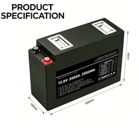 Baterai LiFePO4 12V 200Ah Deep Cycle Slimline untuk Caravan RV Camper Trailer Marine Solar Storage dengan Bluetooth BMS