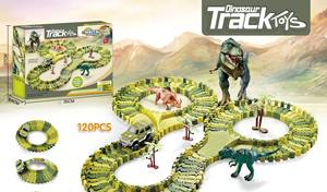 Juguetes de Construcción, Coche Eléctrico de Dinosaurios, Tren, Mundo de Dinosaurios, Juguetes de Pista, Pista de Carreras de Dinosaurios para Niños - Product Image 4