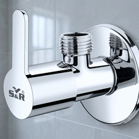 Robinet d'angle durable en laiton chromé, mural, pour le contrôle de l'eau, raccord de salle de bain, vanne de plomberie robuste
