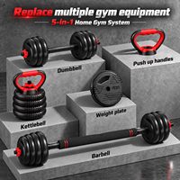 Ensemble d'haltères réglables Supro 5-en-1 avec revêtement en caoutchouc, écologiques, pour la musculation à domicile, poids d'entraînement de 20 à 90 lb