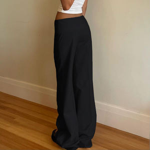 Pantalon évasé en tricot pour femme, avec boutons sur le devant, taille élastique, coupe décontractée, jambe large, confortable pour la détente - Product Image 3