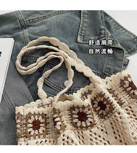 Sac fourre-tout carré d'été personnalisé en <span class=keywords><strong>crochet</strong></span> fait à la main Sac à bandoulière en <span class=keywords><strong>crochet</strong></span> Boho de style bohème - Product Image 5