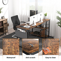 Bureau d'ordinateur portable réglable en forme de L de 39 pouces avec étagères ouvertes, poste de travail d'angle réversible pour bureau à domicile, sac de rangement