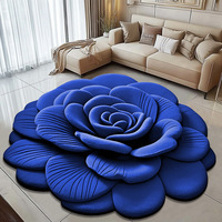 Tapis Oriental Floral Irrégulier Artistique, Tapis de Canapé Antidérapant, Tapis de Sol en Diatomite, Décoration de Sol de Chambre