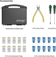 Kit d'outils professionnels AIRFORCE pour le réseau RJ45 : pince à sertir et testeur avec coupe-câbles 110/88 et connecteurs Cat6 Pass Through