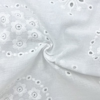 Tissu en coton brodé, dentelle en tulle, uni, teint, à trous pour robe