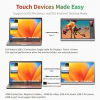 Écran tactile portable de 14 pouces pour ordinateur portable 2560x1600, moniteur de voyage 16:10 avec verre trempé, 100% SRGB USB & HDMI, écran portable