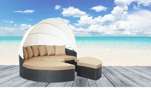 Ekspor Tiongkok Dia 2 Meter Lounge rotan bulat dengan kanopi dan bantal untuk penggunaan Luar Ruangan di halaman atau taman - Product Image 3