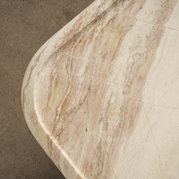 Table basse en marbre veiné blanc Dream Home avec plateau, base à double cylindre, en pierre naturelle, pour salon