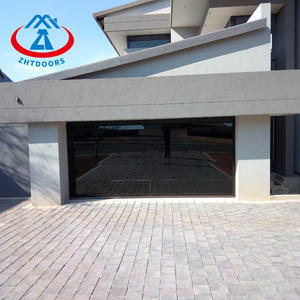 ZHTDOORS Moteur à courant continu intemporel moderne 16x16 Porte de <span class=keywords><strong>garage</strong></span> sectionnelle en verre avec porte 2023 - Product Image 1