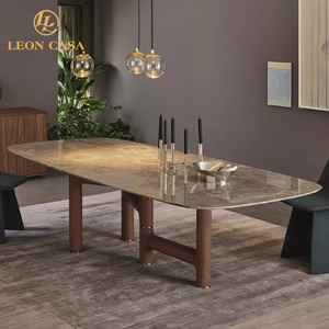 <span class=keywords><strong>Ensemble</strong></span> de table <span class=keywords><strong>à</strong></span> <span class=keywords><strong>manger</strong></span> rectangulaire de luxe en marbre nordique avec pieds en acier inoxydable convertibles modernes de haute qualité avec chaises pour utilisation hôtelière - Product Image 2