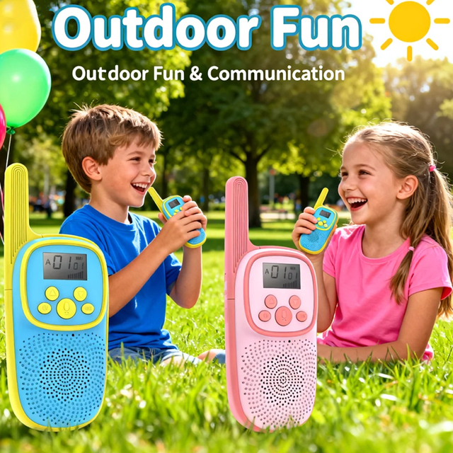 Rechargeable Children's Walkie Talkie 3-kilometer Long-distance Two-way Radio 1.5-inch Display Screen Flashlight Sport Camera