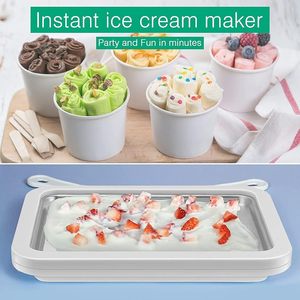 Low Moq Product Pink White PP 304 Stainless Steel Ice Making Pan Homemade DIY Fruit Ice <b>Cream</b> <b>Maker</b> - Product Image 2