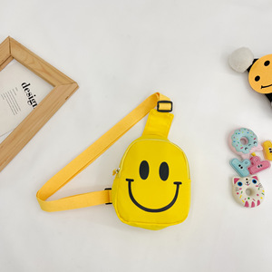 6 renk toptan sevimli Mini gülümseme yüz desen kız şeker renk Crossbody çanta bel çantası çanta bebek göğüs çantası - Product Image 3