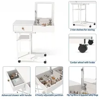 Mini coiffeuse Chambre à coucher Flip Mobile Petite table de maquillage en bois massif