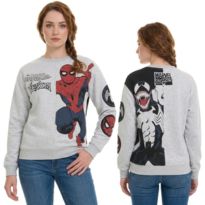 Sweat-shirt à col rond imprimé Marvel Spider Man Venom, gris, coupe régulière, design de personnage, vêtements d'automne pour hommes - Product Image 4