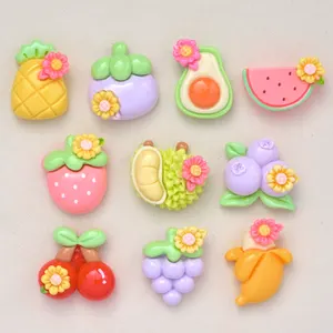 Hot Selling Small Fruit With Flowers Flatback Resin Art Crafts For Scrapbooking Embellishment Cream Glue Phone Case Charms DIY