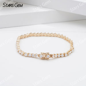 Bracelet tennis en or 14 carats avec diamants de laboratoire ronds brillants de 2,8 mm, 4 à 5 carats, classique unisexe Starsgem - Product Image 4