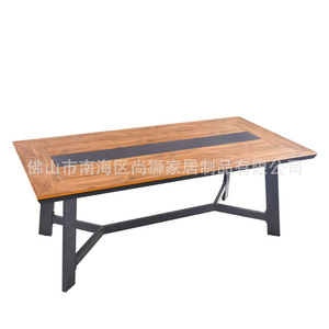 Table d'extérieur en bois et aluminium, résistante aux intempéries, style industriel, pour patio, jardin, café, restaurant, hôtel - Product Image 1