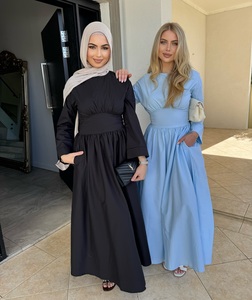 Robe Abaya en polyester léger et respirant, simple et sobre, pour femmes musulmanes, tenue quotidienne islamique décontractée et confortable. - Product Image 1
