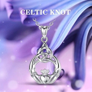 925 Sterling Liontin Kalung Persahabatan, Simbol Hati Claddagh Celtic Perak - Product Image 3