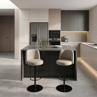 Tabouret de bar pivotant réglable en acier inoxydable titane noir avec assise en cuir et éponge haute densité pour comptoir de bar de luxe