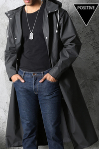 <span class=keywords><strong>Impermeabile</strong></span> Lungo Antivento Nero alla Moda per Adulti con Cappuccio per Uomo e Donna in EVA per Attività all'Aperto come Moto ed Escursionismo - Product Image 2