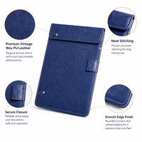 Porte-documents vintage en cuir PU ciré, disponible en plusieurs tailles (A4, A5, A6) avec rabat, idéal pour les réunions d'affaires ou comme cadeau – En stock, directement de l'usine.