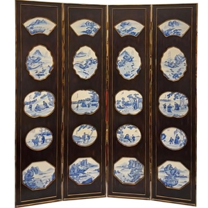 Écran pliant à quatre panneaux inspiré de la porcelaine bleue blanche classique chinoise cloison en <span class=keywords><strong>bois</strong></span> massif salon chambre Antique - Product Image 5