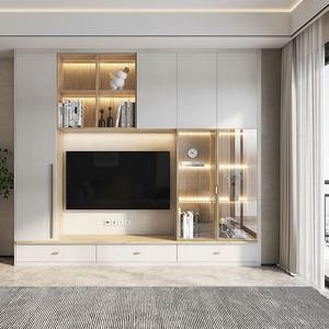 Meuble TV LED flottant mural moderne de luxe avec solution de gain de place pour les salons compacts et les configurations hôtelières - Product Image 2