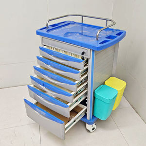 Carrito de plástico para tratamiento hospitalario de emergencia Abs a buen precio con cajones y bote de basura carrito de medicamentos - Product Image 4