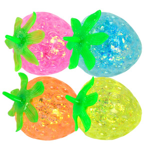 ผงมอลโทสสีออโรร่าสี่สี กลิ่นสตรอว์เบอร์รี ของเล่นบีบคลายเครียดแบบค่อยๆเด้งกลับ มีเสียงดนตรี สำหรับเด็กและผู้ใหญ่ ของเล่นผลไม้ขนาดเล็ก - Product Image 1