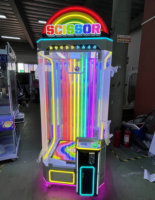 Nouvelle machine de jeu à ciseaux à LED arc-en-ciel, à monnayeur, avec armoire en acrylique transparente, pour la découpe de cadeaux en arcade, idéale pour les centres commerciaux